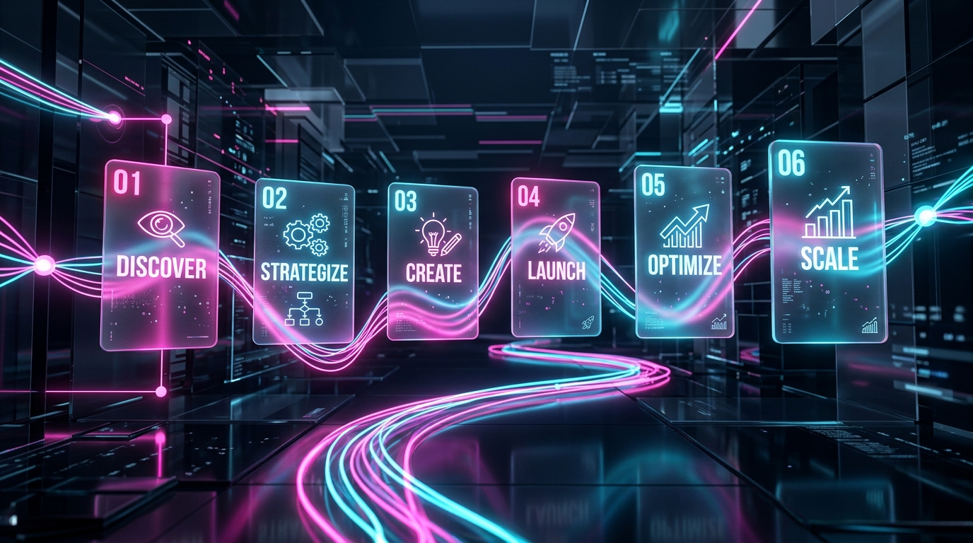Friendz Studio 6-Stage Agency Process Workflow